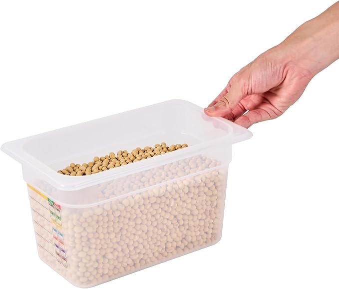 Restaurantware Food Pans Pack of 10 Plastic Rectangle Food Containers 1/4 Size with Traceability Label, Storage Containers Dishwashable Hot Cold Friendly for Restaurants Buffet Commercial Use