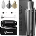 Hybrid Cocktail Shaker Set | Vacuum Insulated Stainless Steel Martini Shaker with Strainer & Jigger Lid | Travel cocktail kit with Bartender Accessory Tools | 30oz | Gunmetal Gray