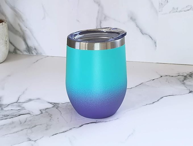 CHILLOUT LIFE 12 oz Stainless Steel Wine Tumbler with Lid - Double Wall Vacuum Insulated Wine Cup Glass Keeping Cold & Hot for Coffee, Champagne, Cocktails, Ice Cream - Powder Coated Caribbean Lily