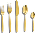 Gold 40-Piece Silverware Set,Stainless Steel Flatware Utensils Cutlery Set for 8,Including Steak Knife Fork and Spoon,Dishwasher Safe,Modern Tableware for Home & Dining