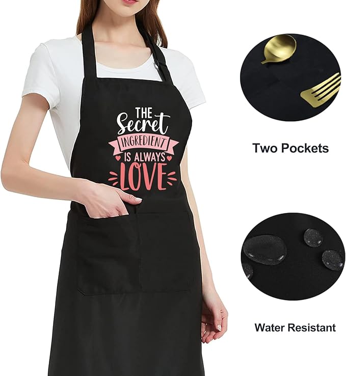 Funny Waterdrop Resistant Aprons for Women with 2 Pockets, Adjustable Bib Chef Kitchen Apron for Cooking Baking