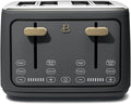 Beautiful 4 Slices Toaster with Touch-Activated Digital Display, Extra Wide Self-Adjusting Slots, Adjustable Shade Control, by Drew Barrymore (Gray)