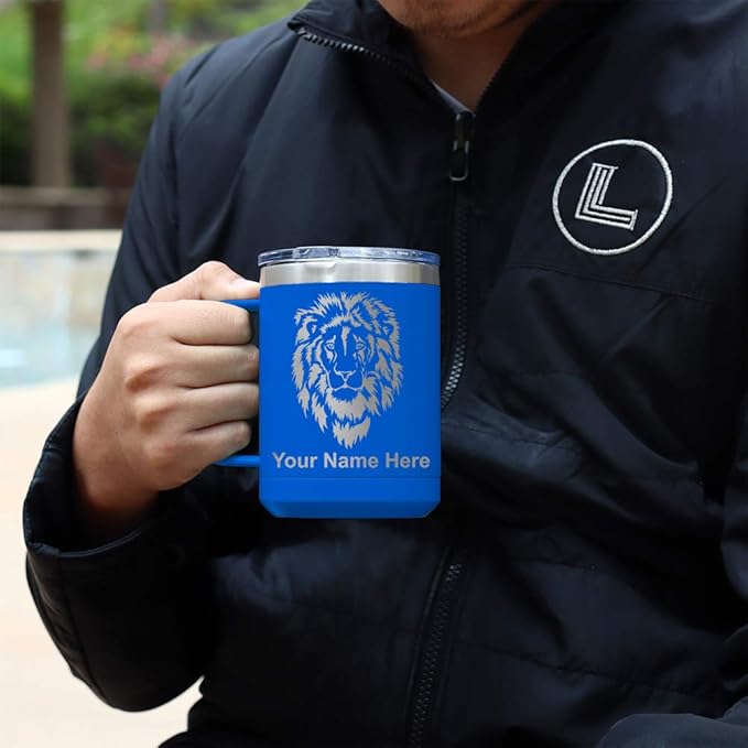 LaserGram 15oz Vacuum Insulated Coffee Mug, Sushi, Personalized Engraving Included (Dark Blue)
