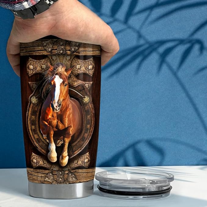 SANDJEST Horse Tumbler 20oz Stainless Steel Insulated Tumblers Coffee Travel Mug Cup Horses Gifts for Women Men Gift for Birthday Christmas