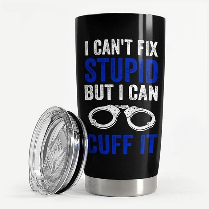 SANDJEST Police Tumbler 20oz Stainless Steel Insulated Coffee Travel Mug Cup Police Officer Gifts for Men Dad Husband on Birthday Christmas Fathers Day