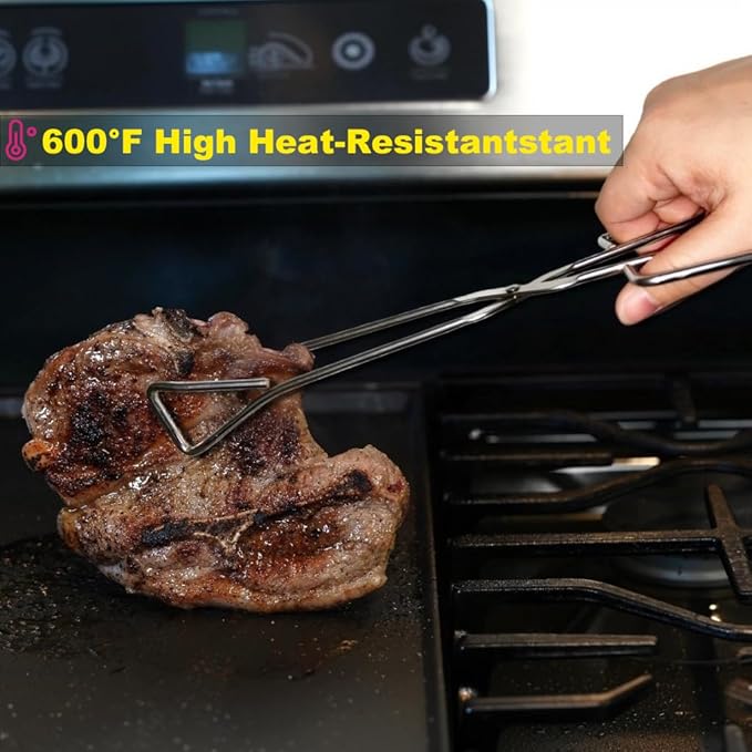 11-Inch Heavy Duty Stainless Steel Kitchen Tongs - Comfortable Ergonomic Grip, Scissor Design, Heat Resistant for BBQ and Cooking