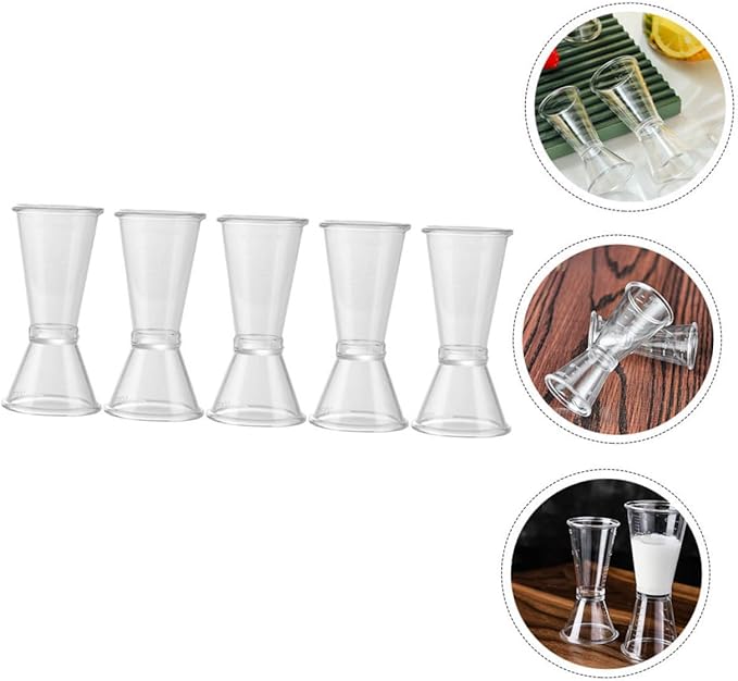 6pcs Bar Measuring Cup Double Jigger Plastic Cocktail Jigger Long Handle Bar Supplies