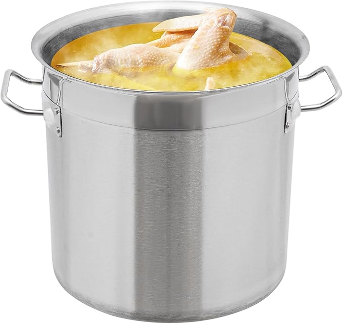 17L/17.9Qt Commercial Large Stock Pot with Lid,Nickel Free Stainless Steel Cookware Healthy Polished Stockpots, Induction Soup Pot for Cooking Home Use