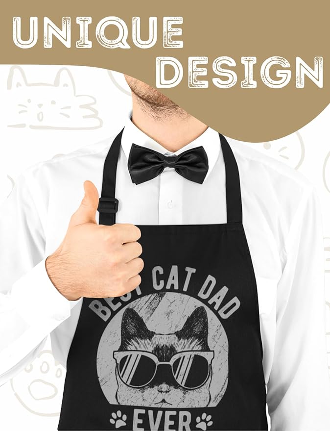 InnoBeta Cat Lover Gifts, Funny Apron with Pockets and Adjustable Neck Strap, Cat Gifts