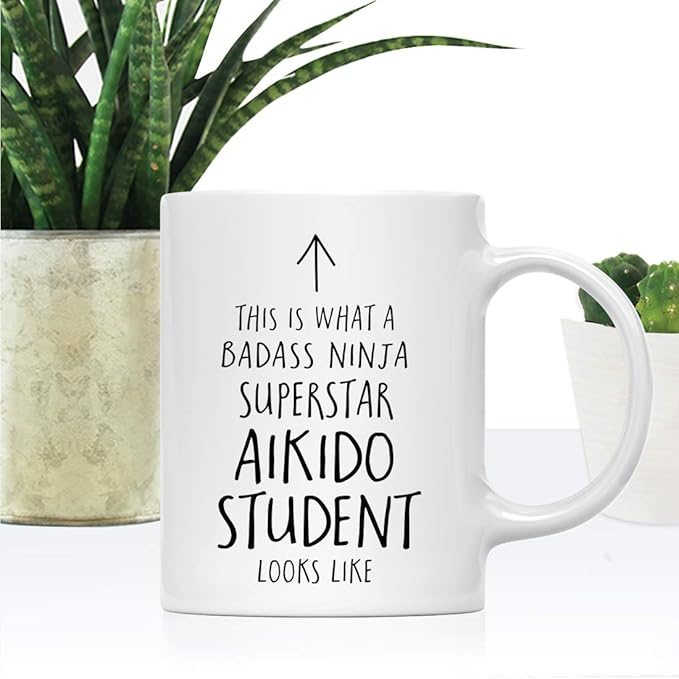 Andaz Press Funny 11oz. Ceramic Coffee Tea Mug Gift, This is What a Badass Ninja Superstar Aikido Student Looks Like, 1-Pack, Birthday Christmas Gift Ideas Coworker