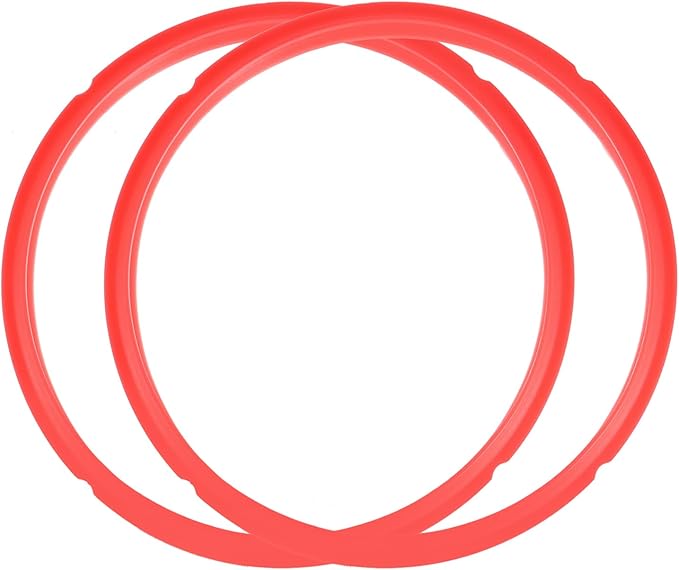 uxcell 2 Pcs Silicone Sealing Ring for Pressure Pot 5/6QT, Pressure Pot Inner Gasket Seal Rings Pressure Cooker Replacement Parts, Red