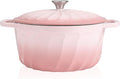 Enameled Cast Iron Dutch Oven with Lid, 6 QT Dutch Oven Pot for Bread Baking, Heavy Duty Cast Iron Pot for Braising, Cook, Bake, Refrigerate Safe across All Cooktops (Gradient Pink,6 QT)