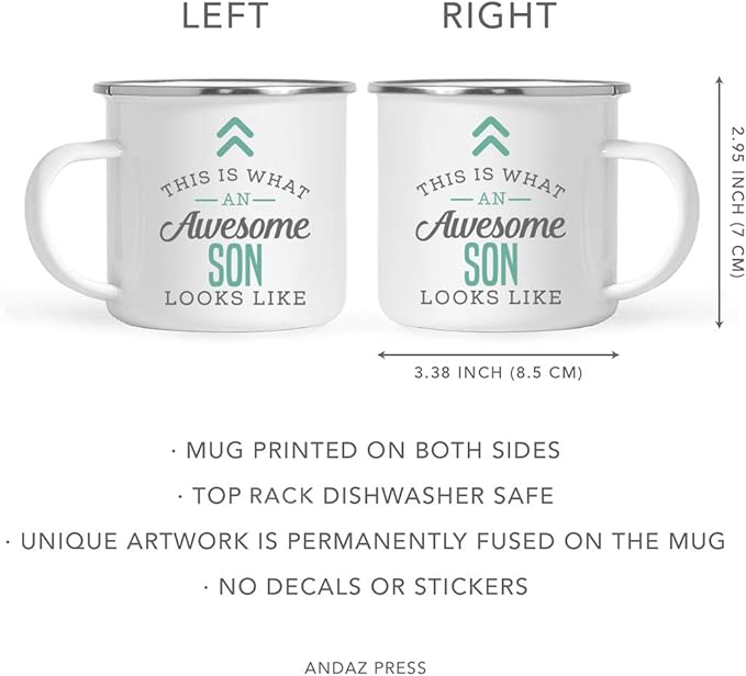 Andaz Press 11oz. Stainless Steel Campfire Coffee Mug, This is What an Awesome Son Looks Like, 1-Pack, Birthday Gift Ideas for Coworker Him Her, Includes Gift Box