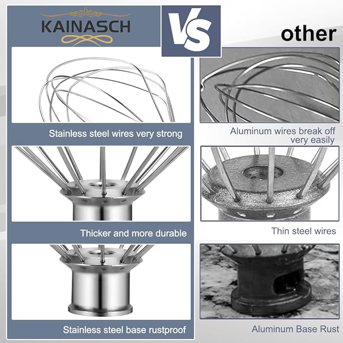 K45WW 6-Wire Whip Attachment for KitchenAid 4.5-5 Quart Tilt-Head Stand Mixer Stainless Steel Whisk for Kitchen Aid Mixer Accessory Replacement Parts
