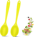 2 Pcs Silicone Nonstick Mixing Spoon,10.6Inch Silicone Spoons for Cooking Heat Resistant, Cooking Utensil for Kitchen Cooking Baking Stirring Serving (Yellow)