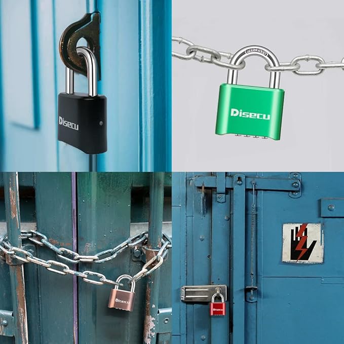1 Pack disecu Heavy Duty 4 Digit Combination Lock, Outdoor Waterproof Padlock for School Gym Locker, Storage Unit, Shed, Fence, Gate (Green)