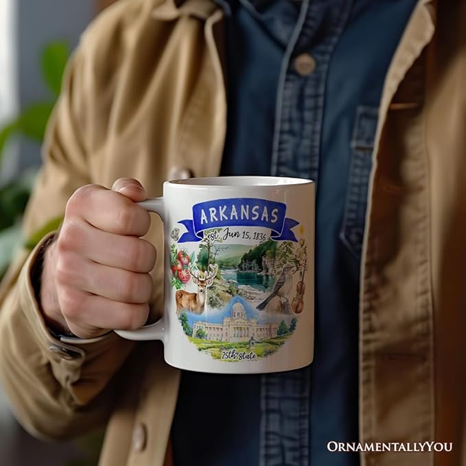 OrnamentallyYou Artistic Arkansas State Themes and Landmarks Mug