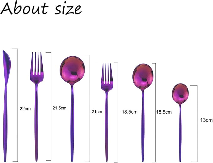 JASHII Silverware Set, Mirror Polished Purple Flatware Cutlery Set Service for 6, Shiny Finish 36 Pieces Stainless Steel Utensils Set Dinner Knife Fork Spoon Dessert Fork Salad Spoon Dishwasher Safe