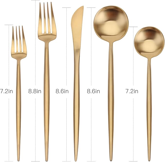 Matte Gold Silverware Set, Bysta 20-piece Stainless Steel Flatware Set Cutlery Set Service For 4, Satin Finish, Dishwasher Safe, Nice Gift Box