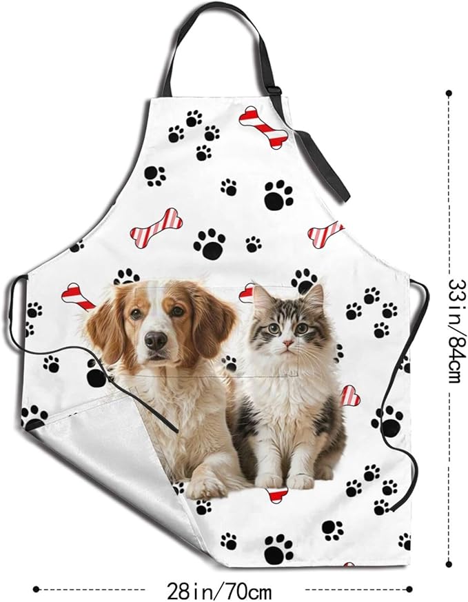 Custom Dog Face Apron for Men Women, Personalized Photo Bib Apron with Pockets, Customized Chef Aprons