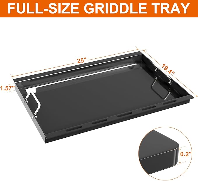 Full Size Griddle Insert for Weber Genesis 300 Series Gas Grills, 7524 Flat Top Grill Griddle Insert with Handles for Weber Genesis E310 E320 S330 EP310 EP320 EP330 CEP-310 Series, Carbon Steel