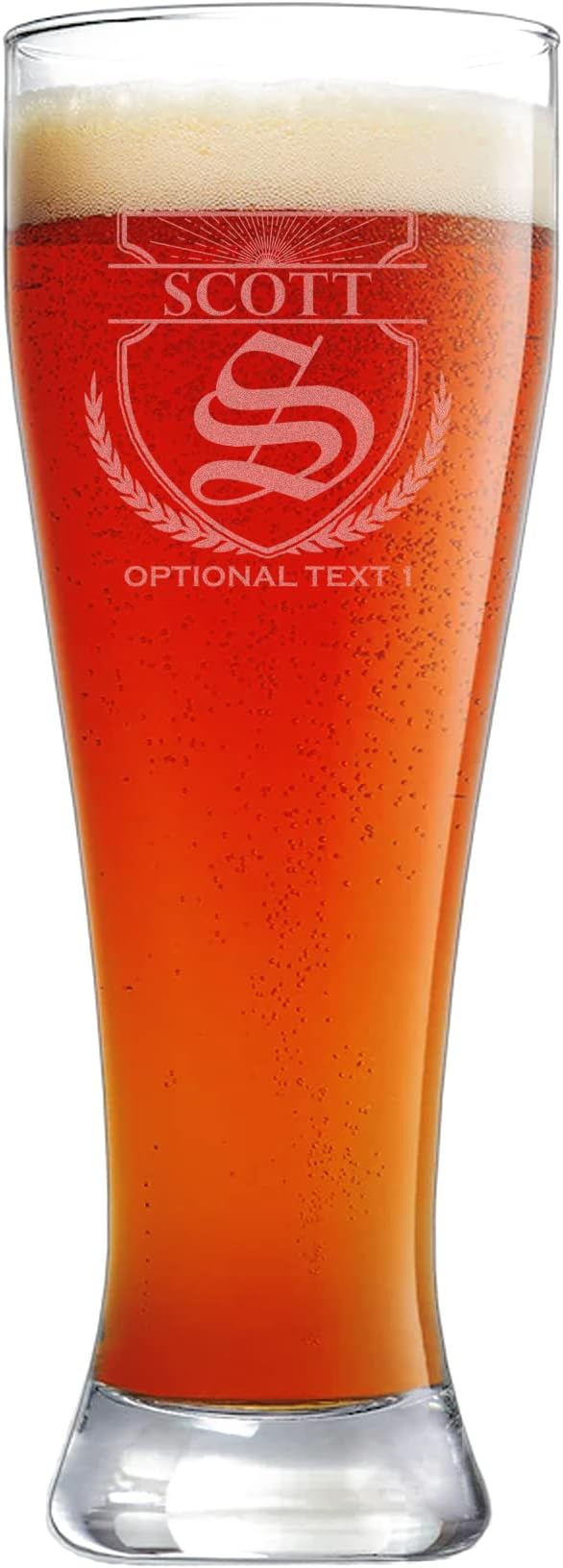 Personalized Etched 23oz Pilsner Beer Glass - Custom Engraved Christmas Gifts for Men, Dad Drinking Birthday Glasses, Gifts for Him, Scott Monogram