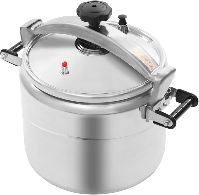 27 Quart Aluminum Pressure Cooker, Commercial Olla de Presion, Large Steamer Cooking Pot Pressure Canners with Safety Lock Valve & Pressure Limiting Valve