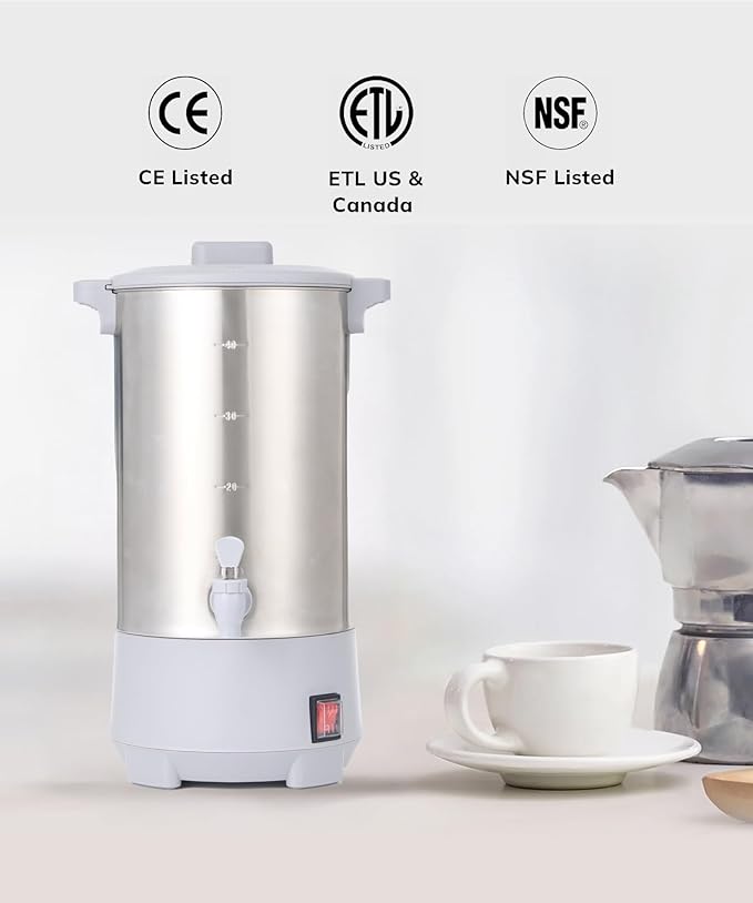 SYBO Commercial Grade Stainless Steel Percolate Coffee Maker Hot Water Urn for Catering, 30-Cup, 4.5L, Grey