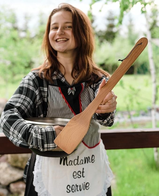 18" Long Wooden Paddle and 14" Large Wooden Spoon Bundle. Heavy Duty Wooden Spoons For Cooking In Big Pots - Brewing, Canning, Crawfish Boil, Stirring & Mixing.
