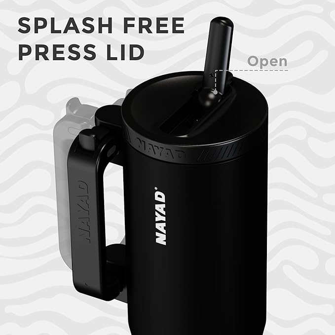 NAYAD 22 oz Flip Straw Tumbler with Handle & 10oz Snack Container Insulated Stainless Steel Water Bottle with Foldable Handle Dual Lids for Travel Gym Car Daily Use Christmas gifts (black)