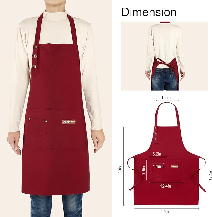 Personalized Aprons Custom Women Men Apron with Pockets Chef for Baking Bbq Grill Embroidered with Name Text