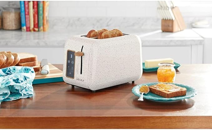 Pioneer Woman Digital 2-Slice Toaster, Linen Speckle – 6 Shade Settings, LED Display, Extra-Wide Slots