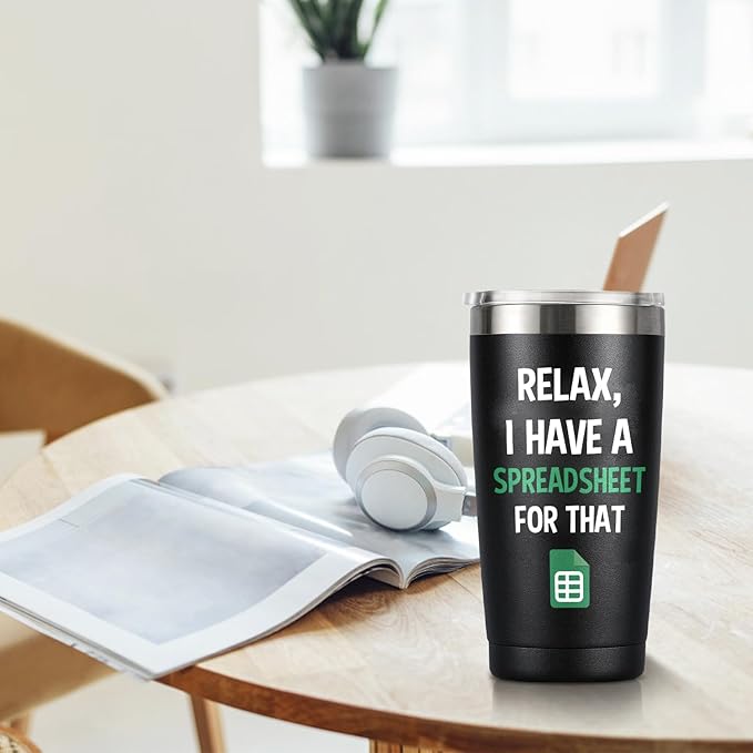 Accountant Gift - Spreadsheet Tumbler - Funny Gifts for Boss, CPA, CFO, Coworker, Women, Men, Mentor - 20oz Insulated Stainless Steel Tumbler with Lid, Spreadsheet Mug for Birthday Christmas Gift