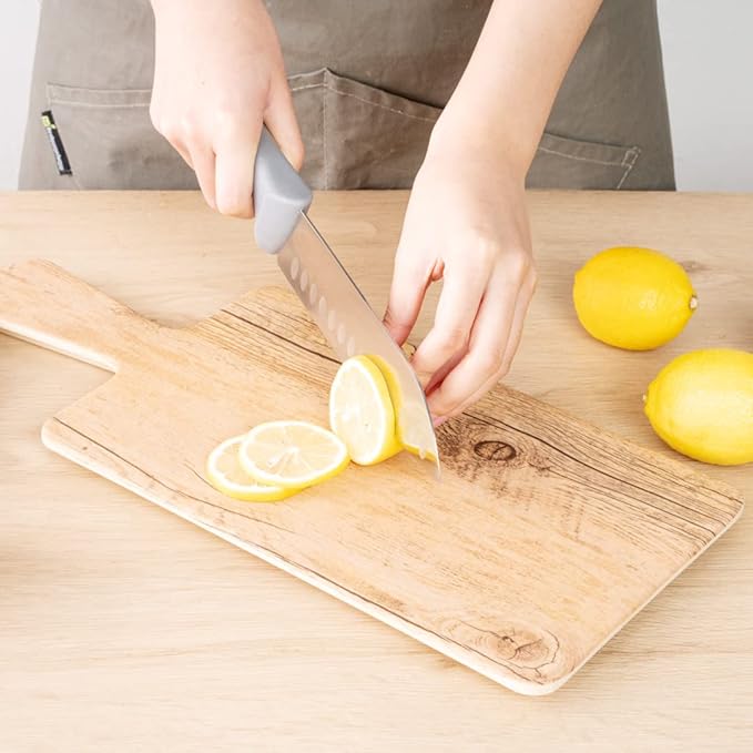 Restaurantware Comfy Grip 9-Piece Knife Set 1 Sharp Knife Set - Ergonomic Handle Non-Slip Grip Gray Stainless Steel Kitchen Knife Set Dishwashable Chop Slice Or Dice Ingredients