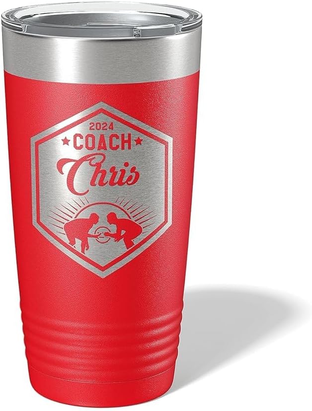 Wrestling Coach gifts, Tumbler, Coach tumbler, Wrestling gifts, Coach Beer glass, Coach gift, Wrestling Coach, Coach gifts, Wrestling Coach (Wrestling Hexagon, Red, 20oz Tumbler)