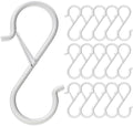 17 Pcs S Hooks for Hanging Safety Buckle, 3.5 Inch Stainless Steel S Shaped Locking Hooks for Colleague Dorm, Kitchen, Plants Pots Towels Bags, White