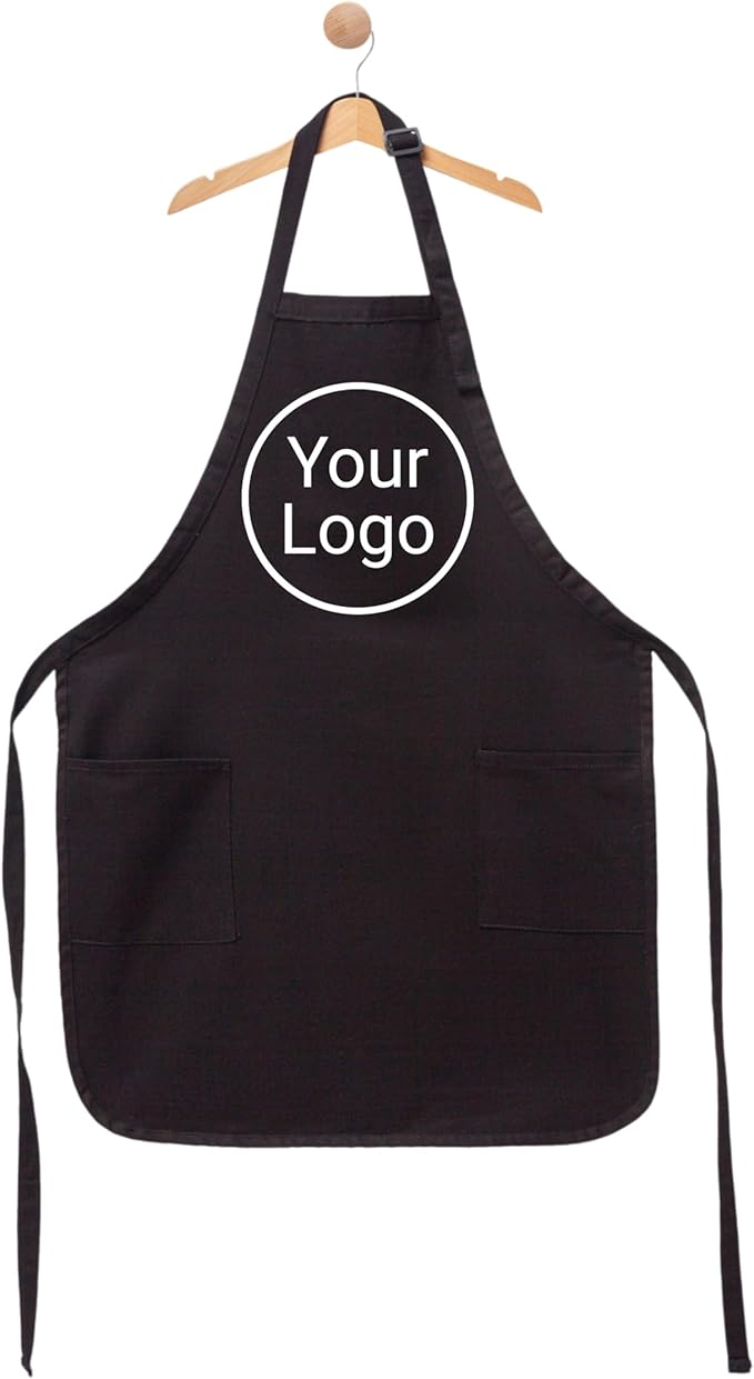Custom Logo Apron, Personalized Cooking Apron for Men & Women and Kids, Adjustable Chef Apron with Pockets, Premium Handmade Kitchen Gift, Custom Event Apron, Cooking Class Apron