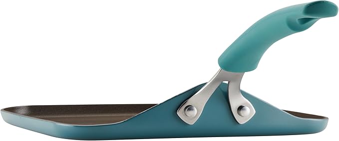 Rachael Ray Cook + Create Nonstick Stovetop Griddle/Grill Pan, Square, 11 Inch, Agave Blue