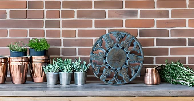 Handmade Wooden Trivet for Hot Dishes Plates & Pots Holder Hot Pad for Kitchen & Dining Table Decor Cookware Heat Resistant Rustic Decorative Carvings Tabletop Home & Dining Table Essentials (Blue)