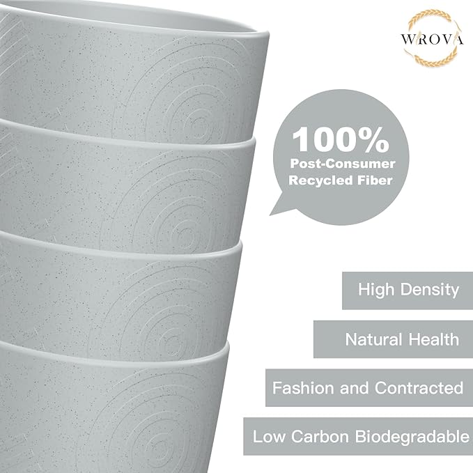 Wrova Wheat Straw Cups 8 PCS Good Alternative to Plastic Reusable Cups 12 oz Unbreakable Drinking Cup Reusable Dishwasher Safe Water Plastic Glasses Light Grey