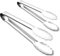 Seamless Tongs for Cooking, One-Piece Design, Durable Heat Resistant Stainless Steel Tongs for Kitchen, Grill, BBQ, Salad, Dishwasher Safe, Metal Tongs Set (12" & 9")