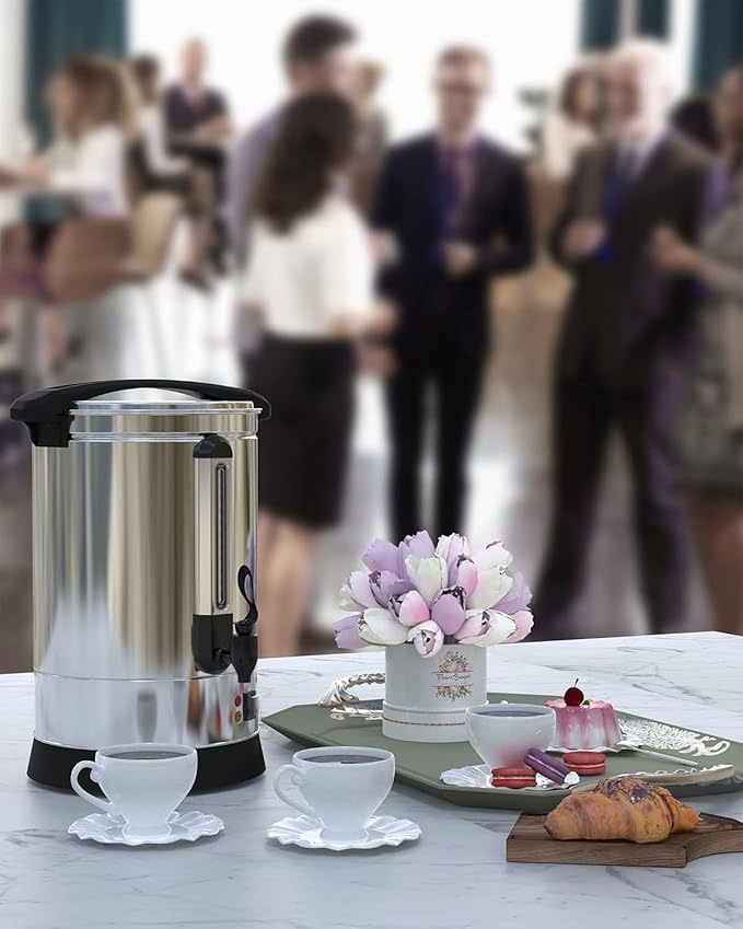 100 Cups Coffee Urn - 18L Commercial Coffee Maker with Hot Beverage Dispenser and Keep-Warm Function,Coffee Pot for Events,Offices,Parties and Catering,Sliver