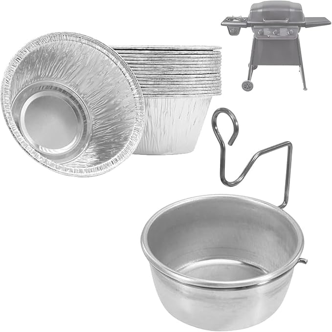 Universal Grease Cup for Char-Broil Kenmore Outdoor Grills and Other Similar Grills, Grease Catcher Cup with Holder and 15-Pack Aluminum Drip Liner for Charbroil 5884694