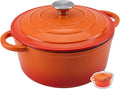 Enameled Cast Iron Dutch Oven Pot with Lid Heavy-Duty Cookware for Bread Baking,Braising,Stews,Roasting,Oven Safe up to 500°F,4QT,orange