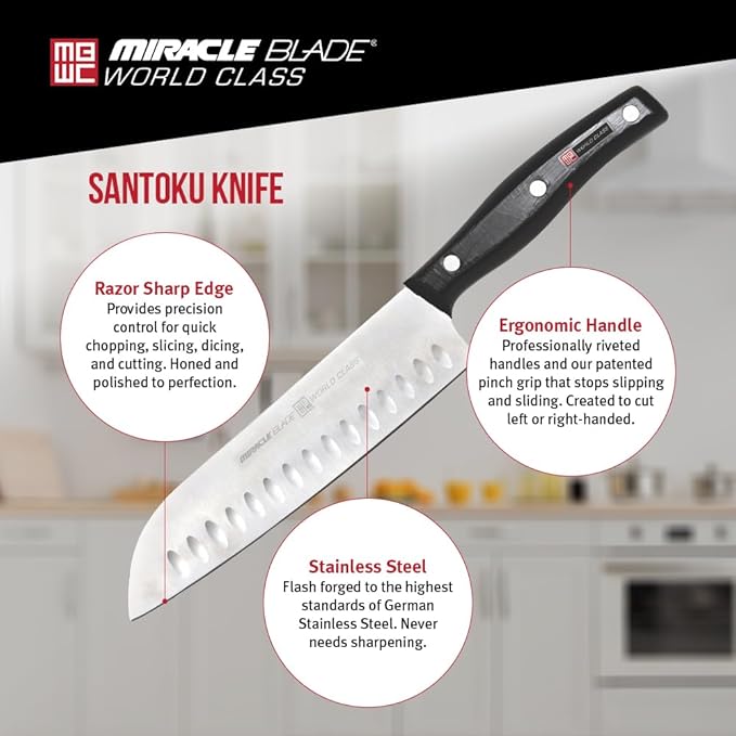 Miracle Blade World Class 4 Piece Professional Entertainment Charcuterie Knife Set with Acacia Wood Board