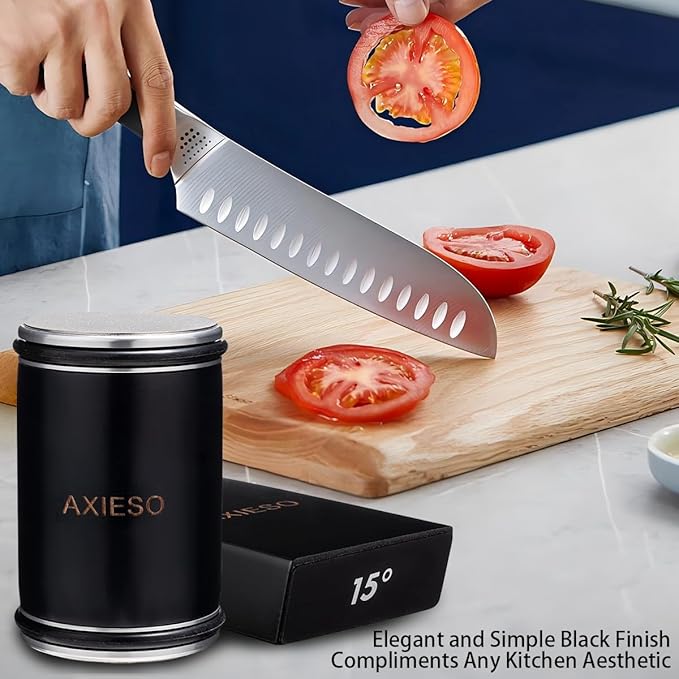 Rolling Knife Sharpener Kit - Roller Knife Sharpening Tool with Diamond and Ceramic for All Knives - User-Friendly Professional Tumbler Kitchen Knife Sharpeners with 15° and 20° Magnetic Angles