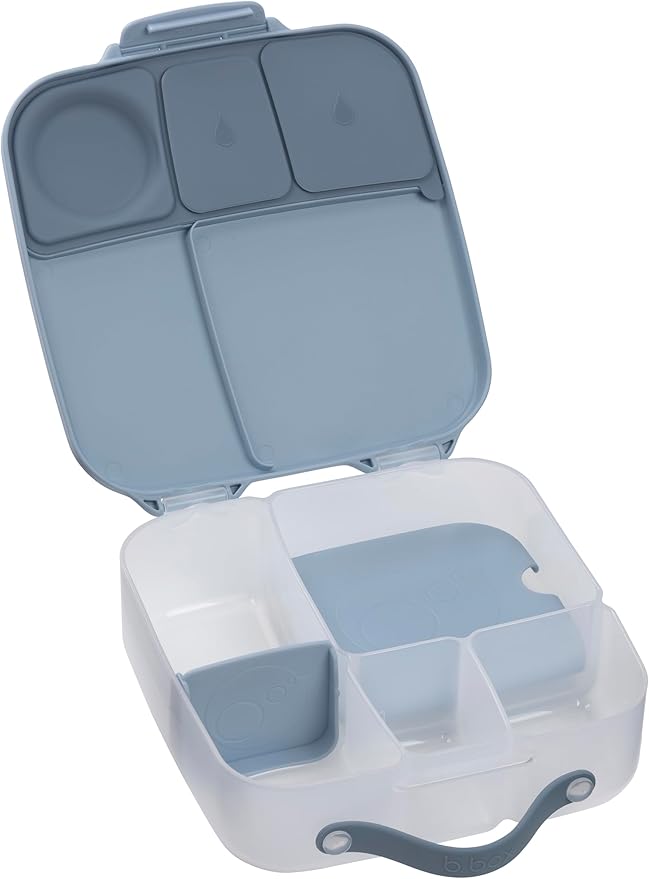 b.box Kids Lunch Box – 4 compartments (2 Leak-proof) Bento Box with Cold Pack & Removable Divider Reusable Snack Containers with Lids, Snack Box for Toddlers & Older Kids 8 1/2 cups (Chill Out)