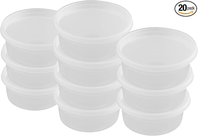 [8 oz Heavy-Duty PP Deli Containers with Lids – 20 sets | Microwave & Freezer Safe | Durable, Leak-Resistant & Reusable | Ideal for Food Storage, Meal Prep, Restaurants & Catering