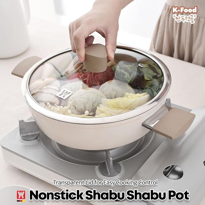 Aluminum Saute Pot with Ceramic Coated Non-Stick Surface, 7-Layer Coating, Tempered Glass Lid, All Cooktops Compatible, PFOA, PFAS, Lead, Cadmium Free, 4.44L / 4.69Quarts