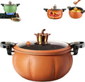 Multifunctional Large Capacity Non-Stick Pressure Cooker, Micro Pressure Cooker Pot, Non-Stick Surface, Visual Glass Lid, with Lid for Culinary Styles (Pumpkin shape-8L)